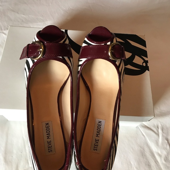 Nine West Fredao Zebra Print Peep Toe Pumps - Picture 7 of 7